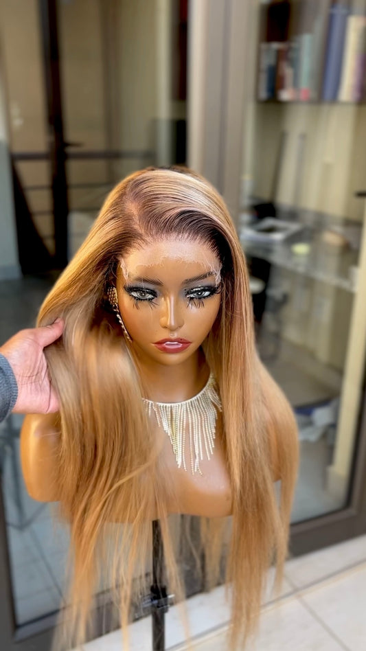 YONCE UNIT- GLUELESS RAW BLONDE HD WIG WITH DARK ROOTS